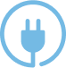 Light blue electric plug icon