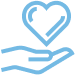 Light blue hand and heart icon