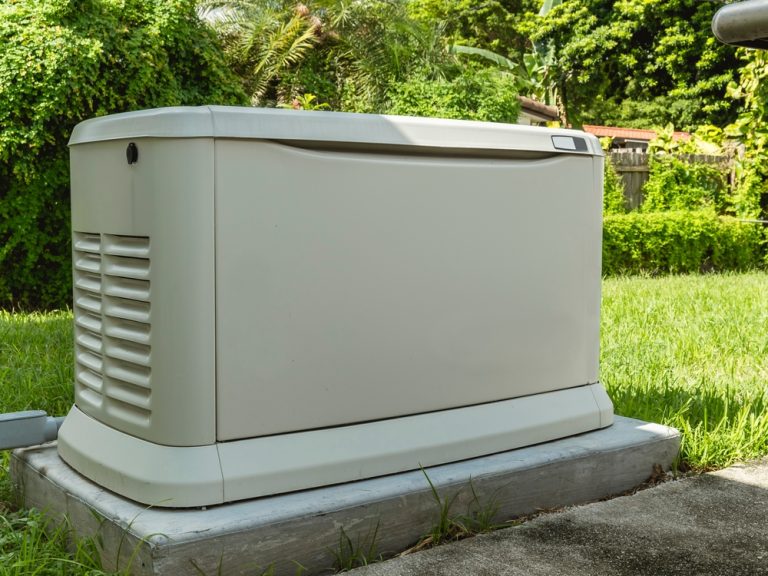 A Home Standby Generator Installed At The Backyard Of A Residential Home